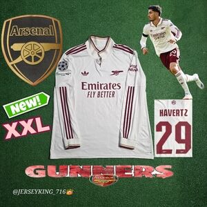 Adidas Arsenal FC Kai Havertz #29 2025/2026 Third 3rd Long Sleeve Jersey UCL Pat